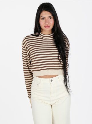 Jersey cropped de mujer a rayas