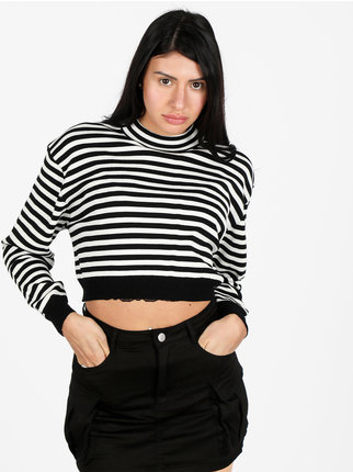Jersey cropped de mujer a rayas
