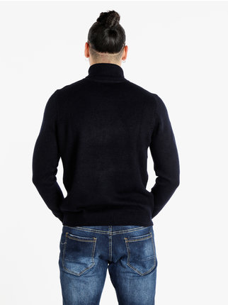 Jersey de cuello alto en mezcla de lana para hombre