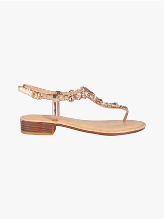 Jewel thong sandals for women