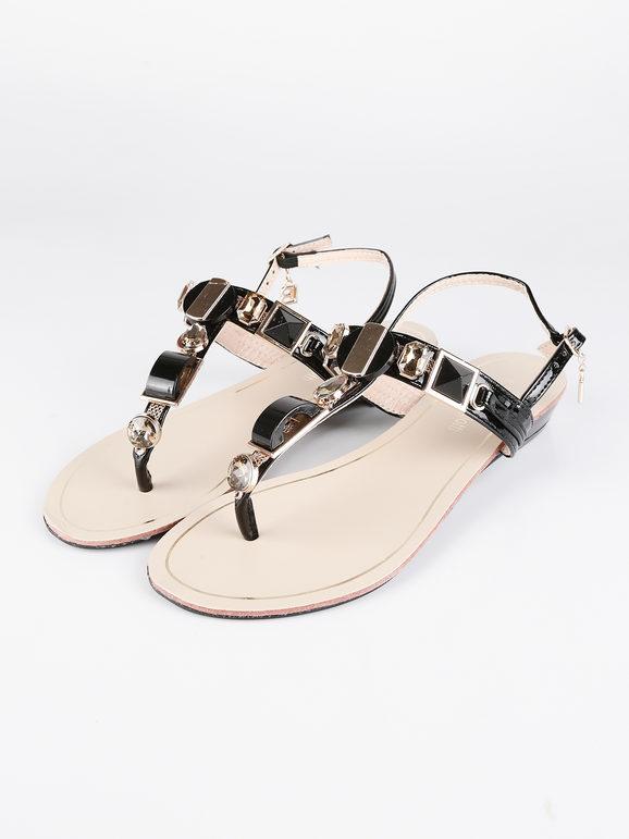 Jewel thong sandals with strap