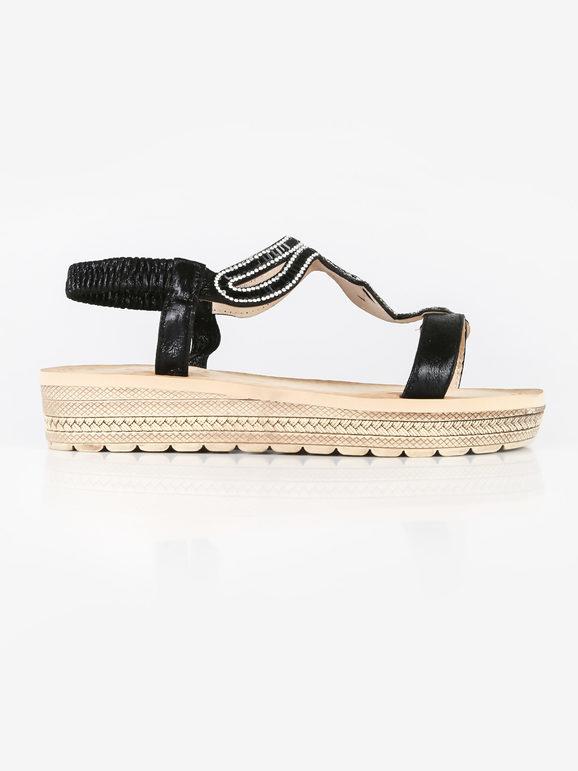 Jewel woman sandals with wedge and platform
