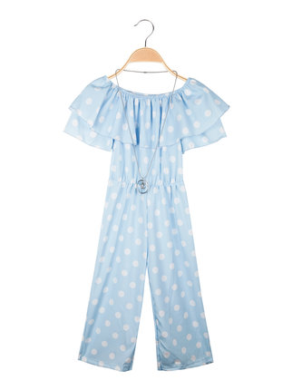 Jumpsuite suit for girls with polka dots