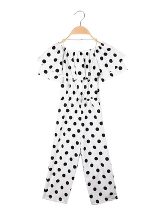 Jumpsuite suit for girls with polka dots