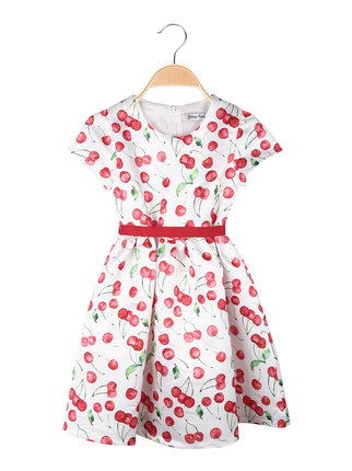 Kleid für kleine Mädchen mit Kirschdruck