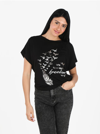 Knotted women's t-shirt with print
