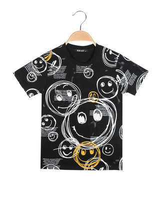 Kurzarm-Jungen-T-Shirt mit Smiley-Gesicht