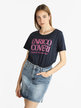 Kurzarm-T-Shirt für Damen mit Schriftzug und Strasssteinen