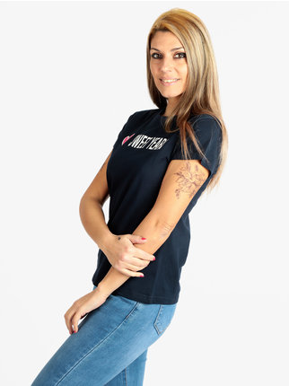 Kurzarm-T-Shirt für Damen mit Schriftzug