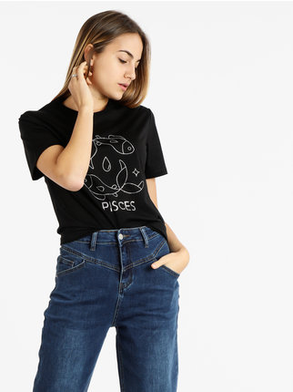 Kurzarm-T-Shirt für Damen mit Sternzeichen Fische