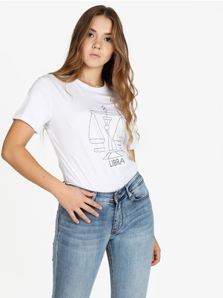 Kurzarm-T-Shirt für Damen mit Sternzeichen Waage