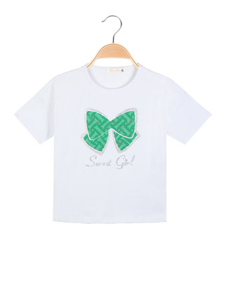 Kurzarm-T-Shirt für Mädchen mit Strasssteinen