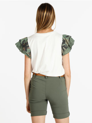 Kurzarm-T-Shirt mit Camouflage-Print für Damen