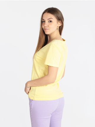 Kurzärmliges Damen-T-Shirt mit V-Ausschnitt