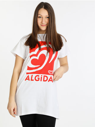 Kurzärmliges Maxi-T-Shirt für Damen mit Aufdruck