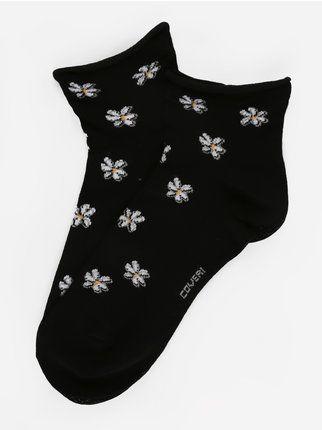Kurze Socken für Frauen mit Blumen