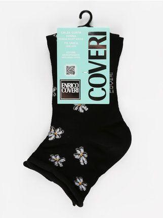 Kurze Socken für Frauen mit Blumen