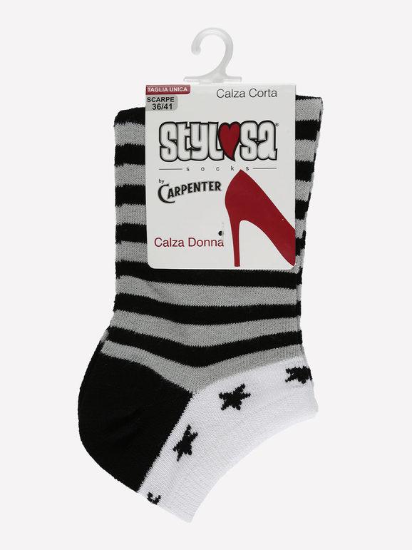 Kurze Socken für Frauen mit Streifen und Sternen