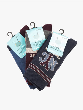 Kurze Socken für Jungen aus warmer Baumwolle, Packung mit 3 Paar