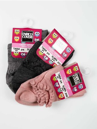 Kurze Socken für Mädchen aus warmer Baumwolle  3 Paar