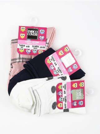 Kurze Socken für Mädchen aus warmer Baumwolle 3 Paar