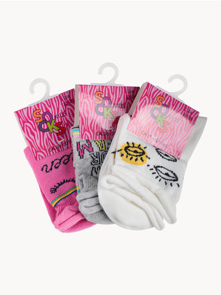 Kurze Socken für Mädchen Packung mit 3 Paar