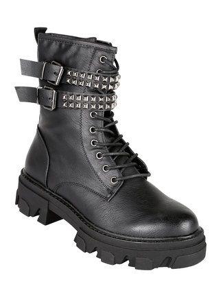 Lace-up combat boots with studs and plateau