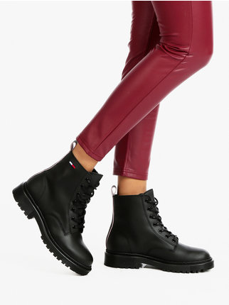 Lace up Flat Boot  Women's leather combat boots
