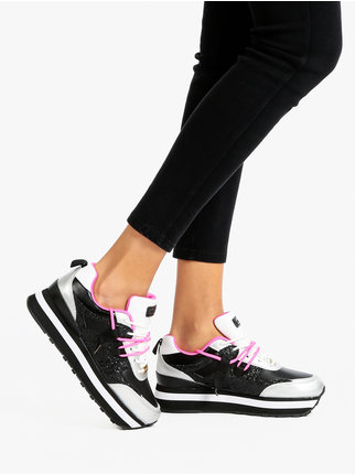 Lace-up sneakers with rhinestones for women