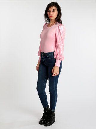 Lamé body with puff sleeves