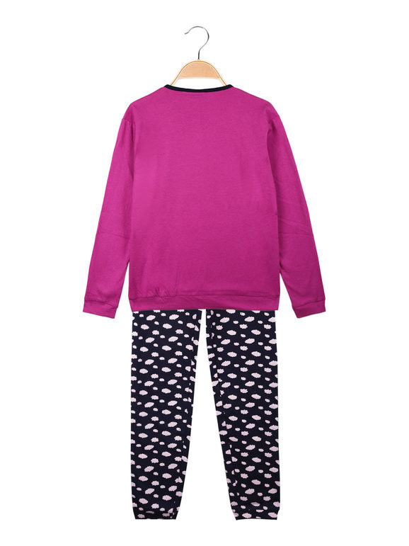 Langer Mädchen-Pyjama aus Baumwolle mit Aufdruck