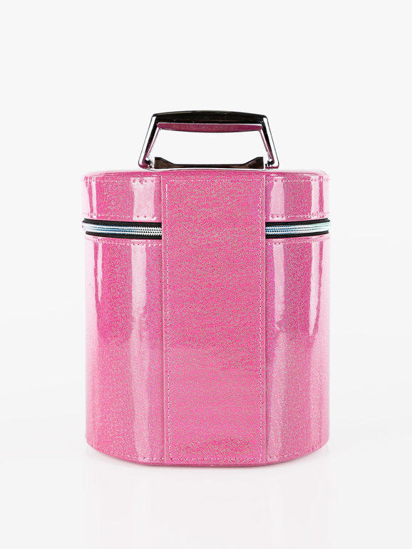 Large cylinder beauty case with glitter