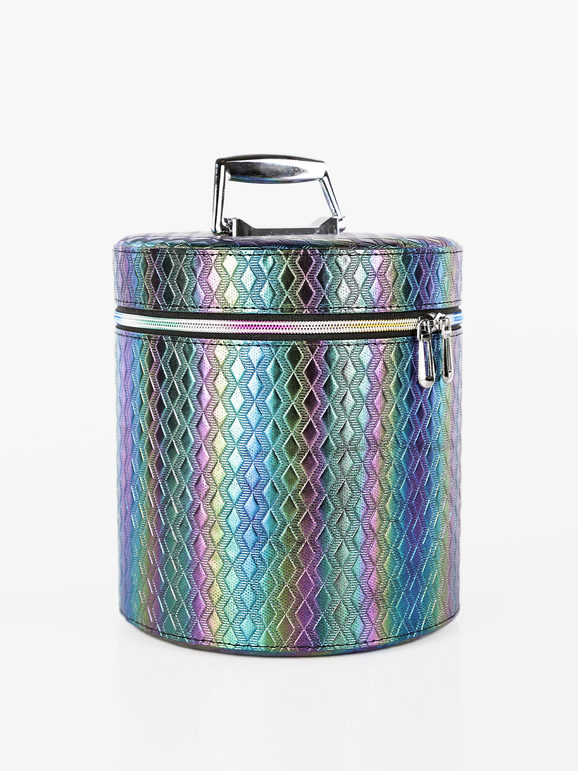 Large multicolor cylinder beauty case