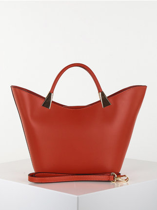 Leather bag with short handles