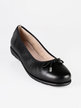 Women's leather ballet flats with low wedge