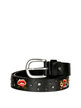 Leather belt with embroidery and rhinestones