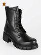 Leather combat boots with heel