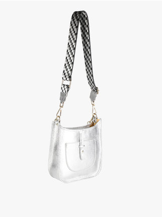 Leather handbag with chain for women