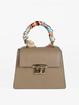 Leather handbag with shoulder strap