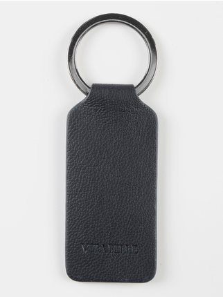 Leather keychain with studs