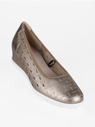 Leather wedge ballet flats for women