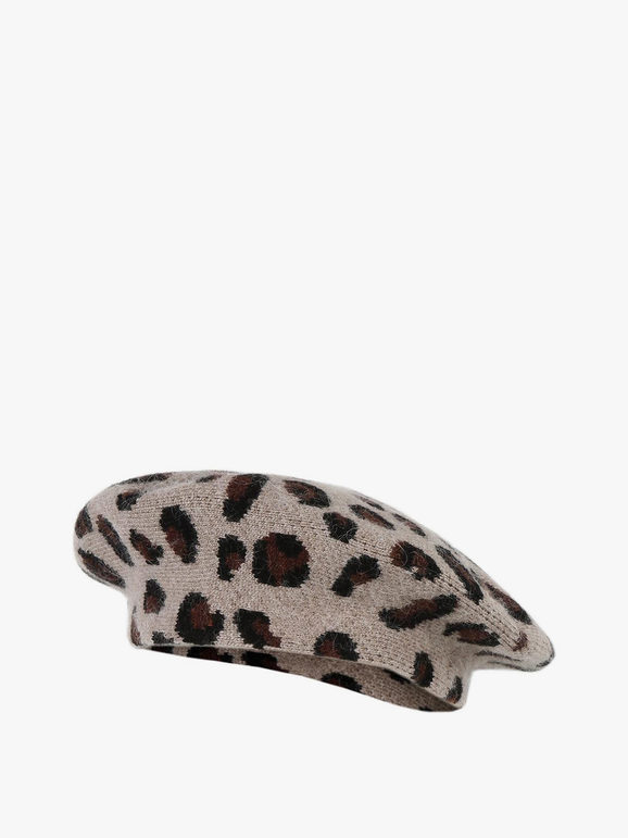 Leopard print beret hat