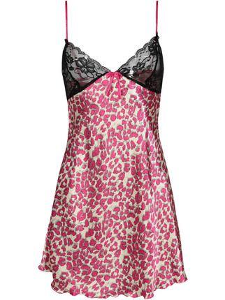 Leopard-print slip with lace