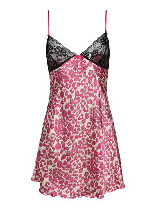 Leopard-print slip with lace