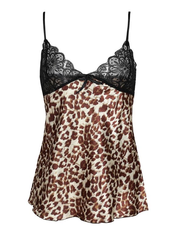 Leopard print undershirt with lace