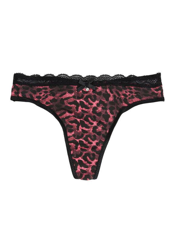 Leopard thong with lace