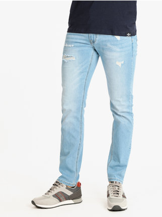 Light men's jeans with rips