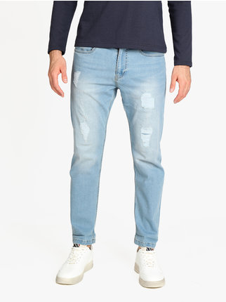 Light men's jeans with tears