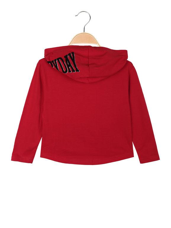 Lightweight cotton sweatshirt for girls with hood