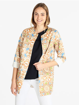 Lightweight open women's coat with prints